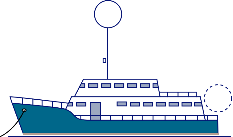 Power driven vessel shorter than 50 m abeam anchored