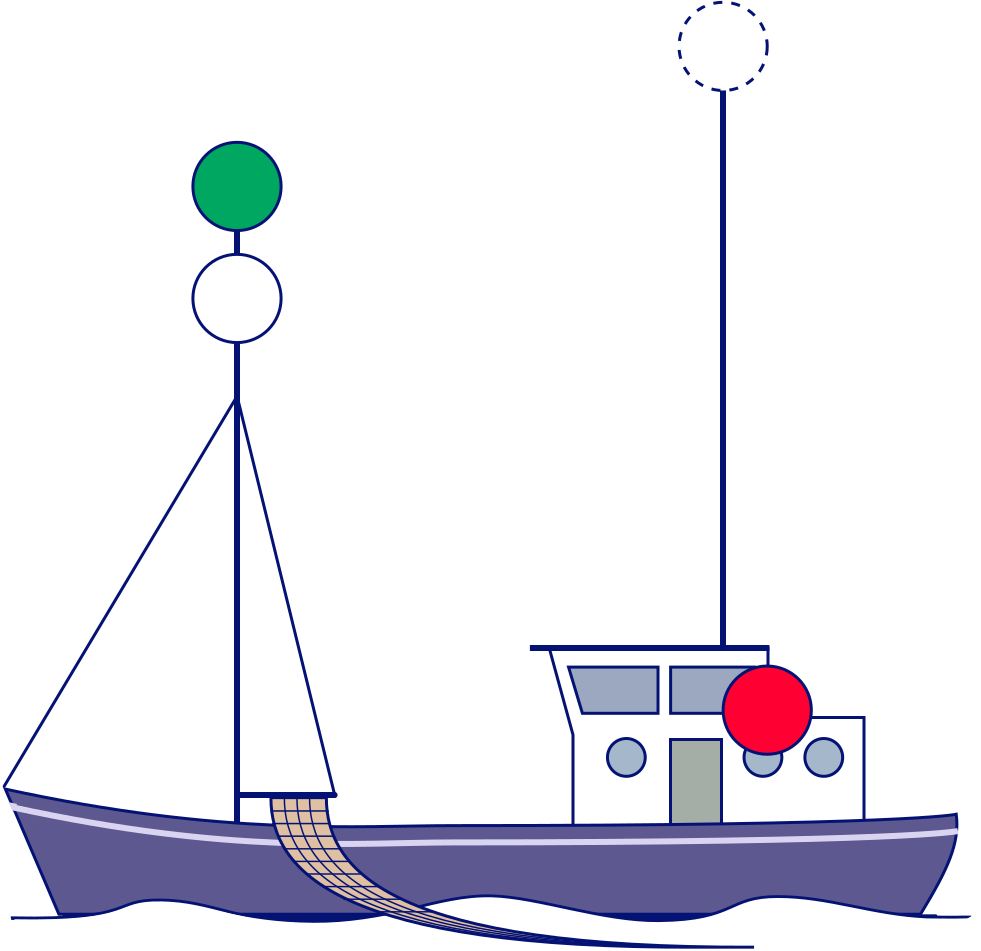 Fishing vessel, trawling abeam
