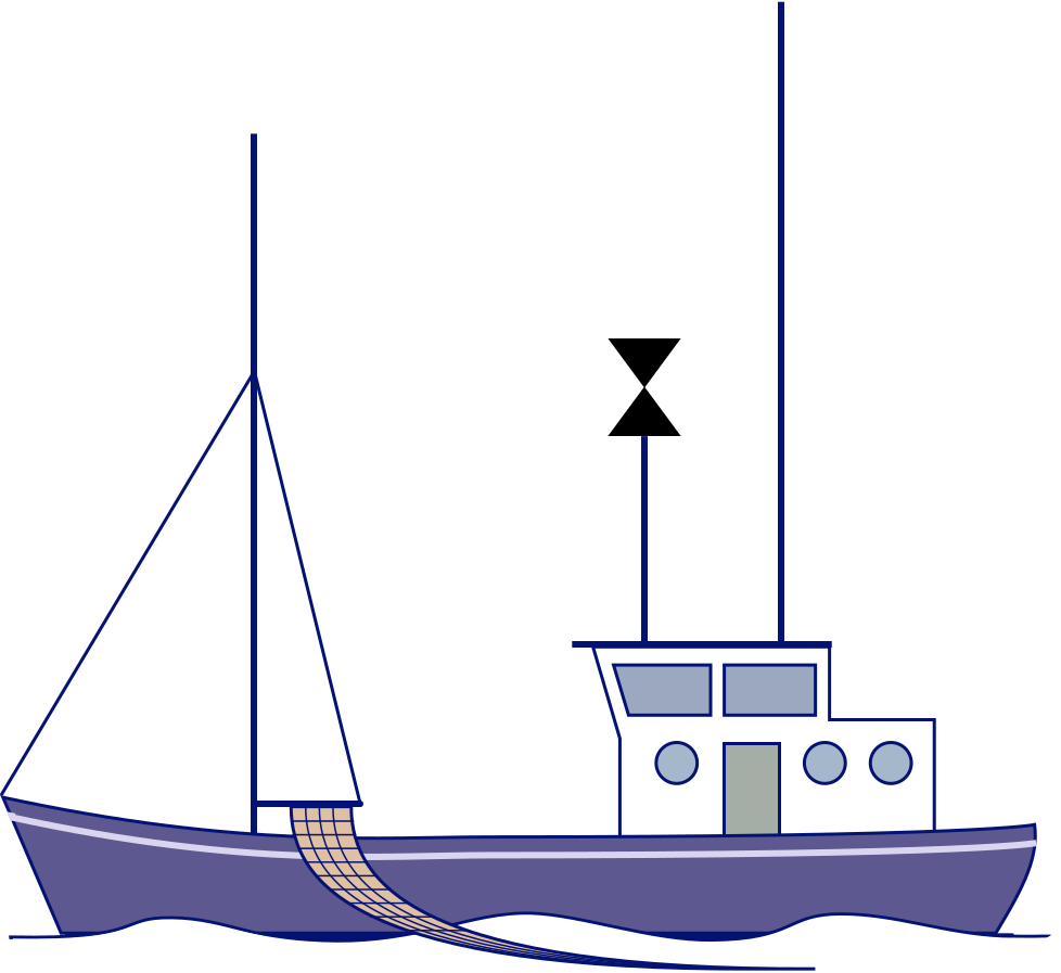 Fishing vessel, trawling day abeam