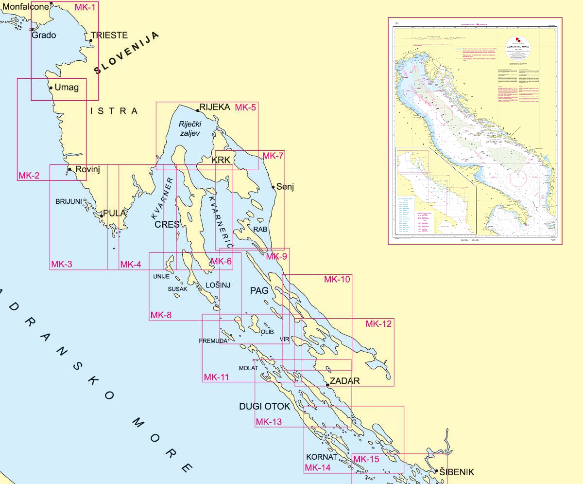 Sailing charts and maps of the Adriatic and Croatia yacht charters