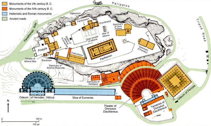 Map of the Acropolis Athens