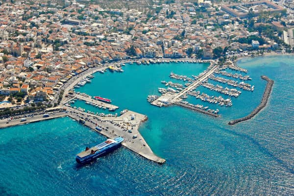 Yacht charters in the Saronic Gulf: Aegina island and marina.