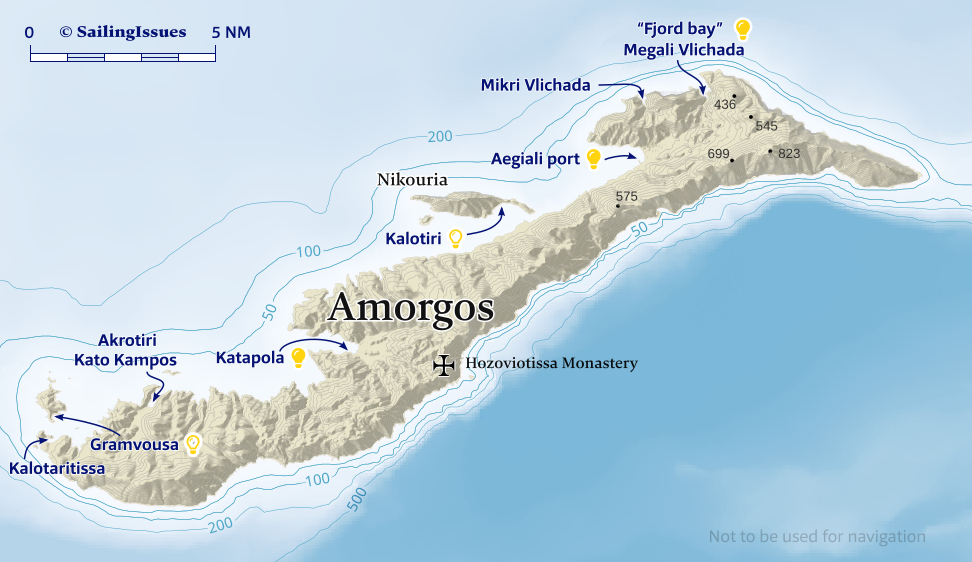 Amorgos ports and island nautical charts