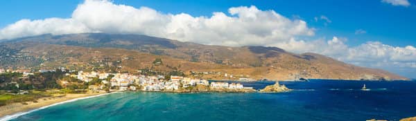 Yacht charters in the Northern Cyclades: Andros island chora and Kastro