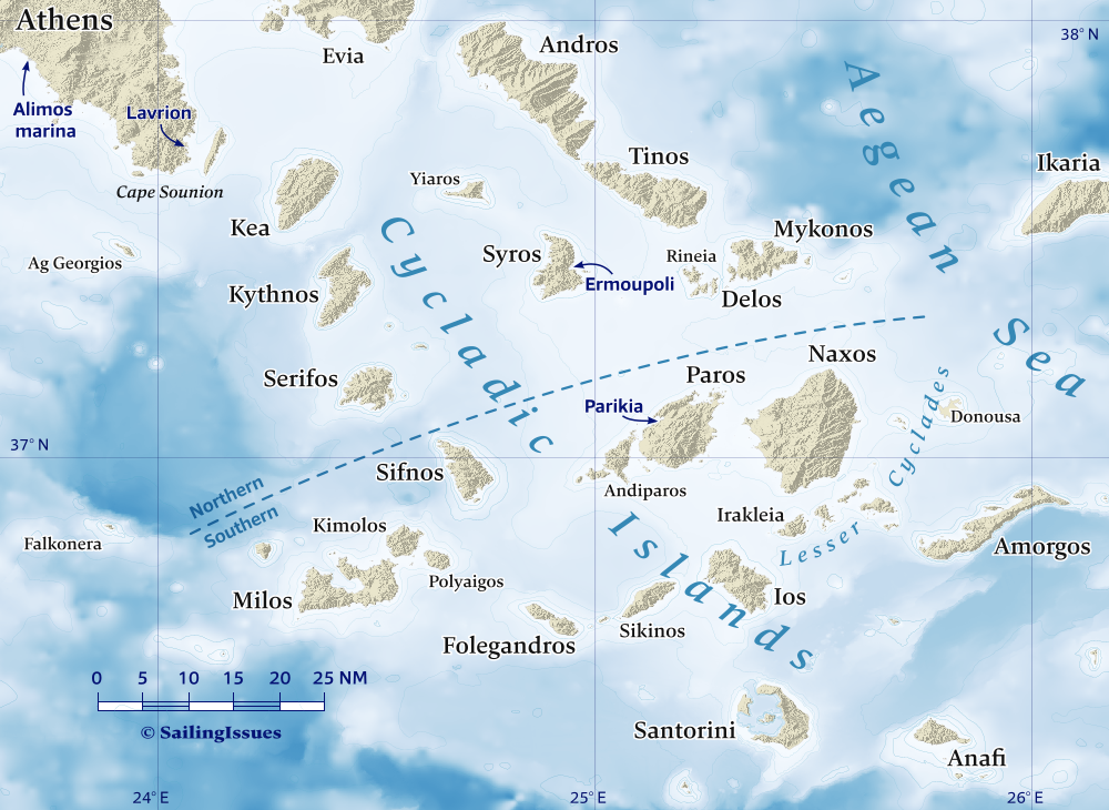 Cyclades • Cycladic islands nautical charts