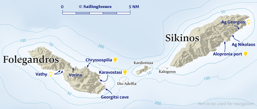 Folegandros Sikinos port and island nautical charts