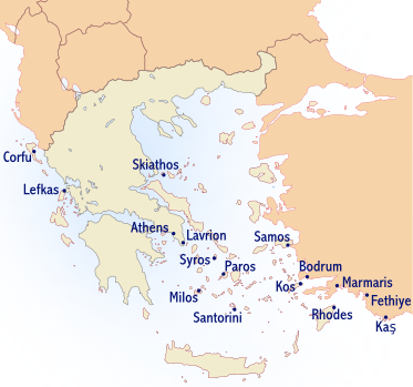 Bases for yacht charters in Greece and Turkey