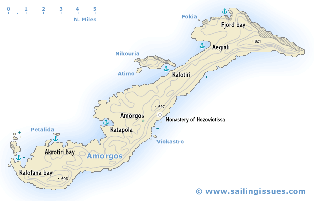 Sailing map of Amorgos