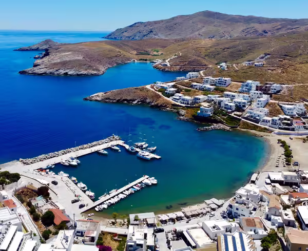 Loutra port on the east side of Kythnos: bareboat yacht charters