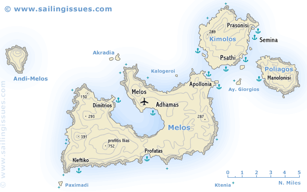 Sailing map of Milos
