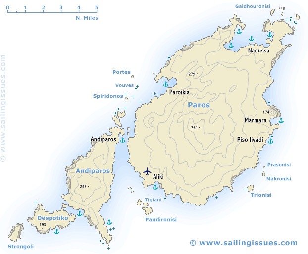 Sailing map of Paros