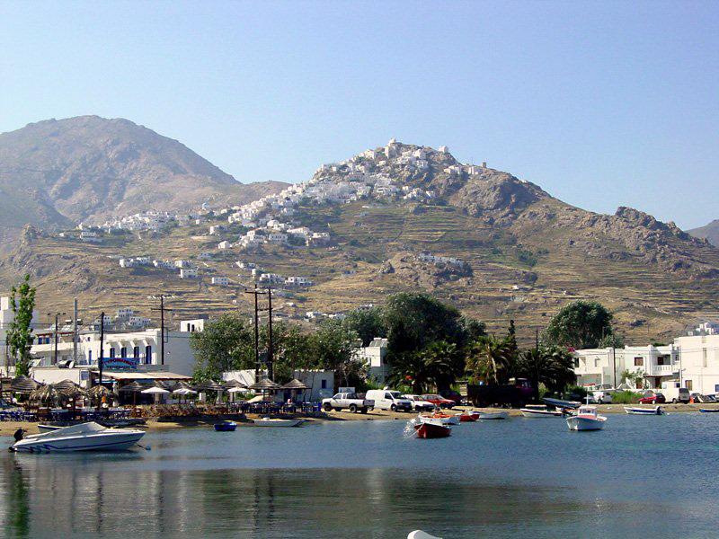 Serifos - The Chora seen from the quay at Livadi port