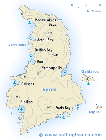 Sailing map of Syros