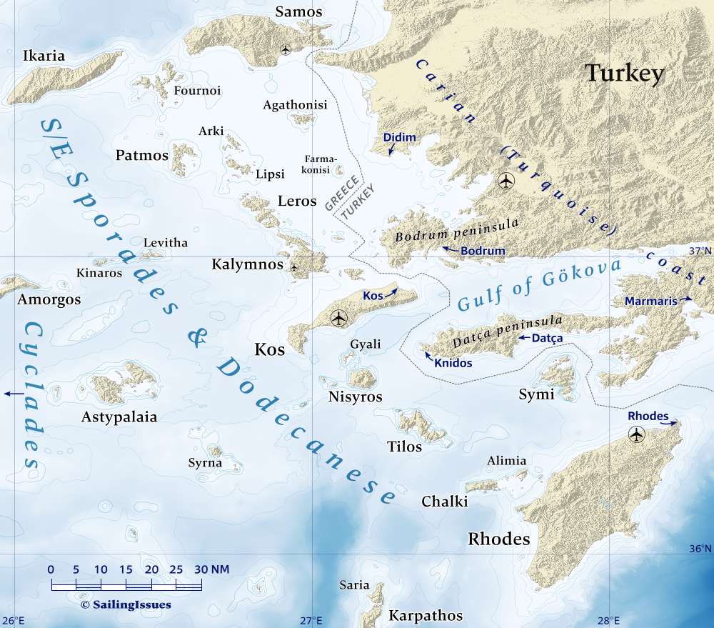Dodecanese Sporades islands nautical charts