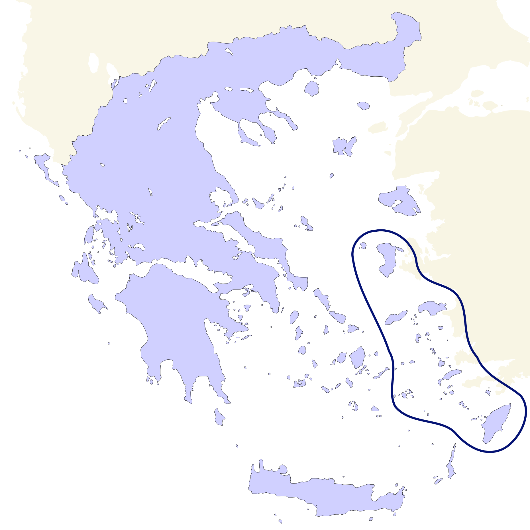 Dodecanese sailing area in Greece