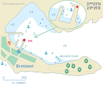 Sailing holidays Ermioni port chart