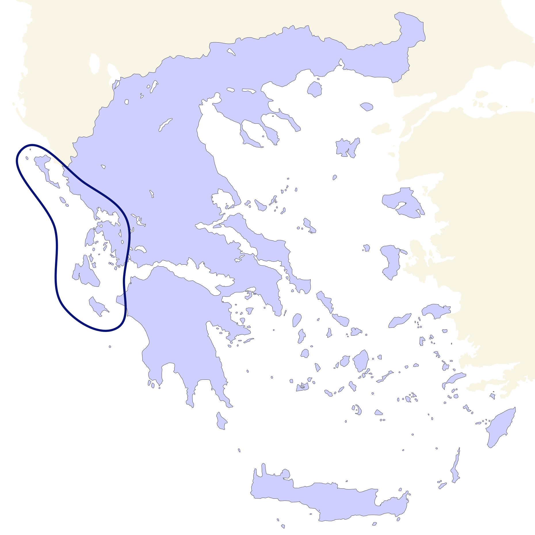 Ionian sailing area in Greece