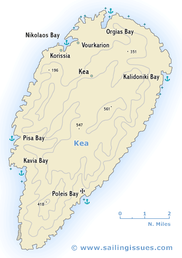 Sailing map of Kea Tzia