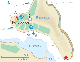 Sailing holidays Poros island and town