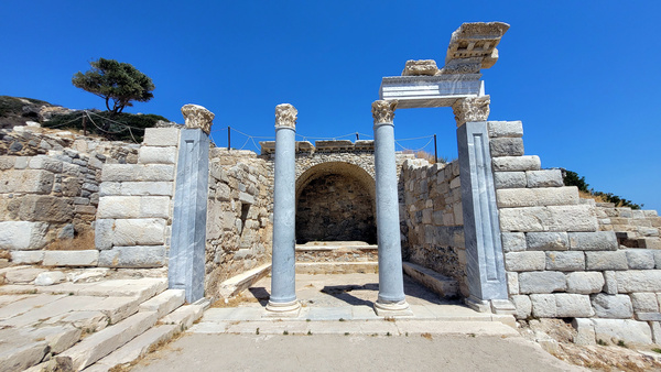 Ancient Knidos anchorage and port and temples