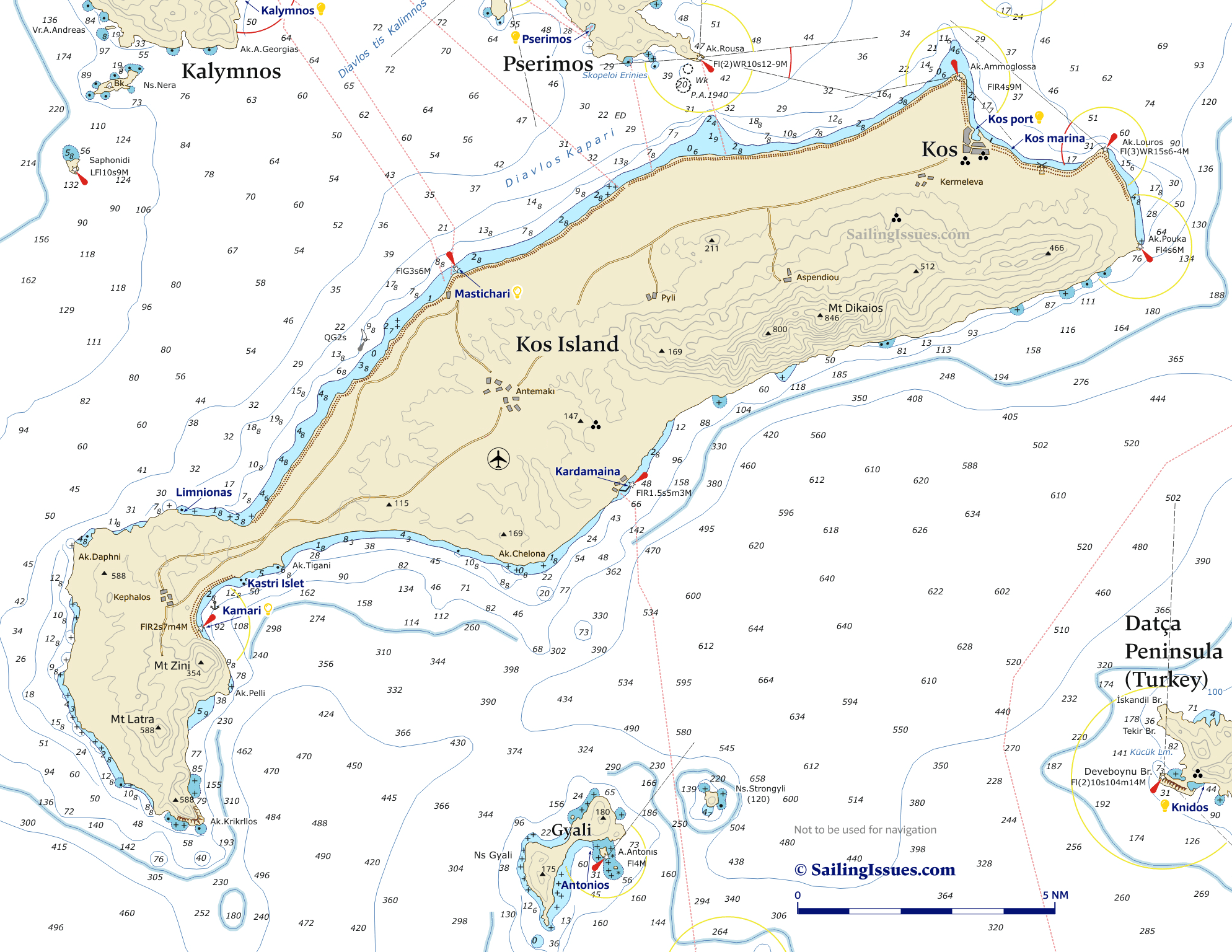 Kos island nautical chart