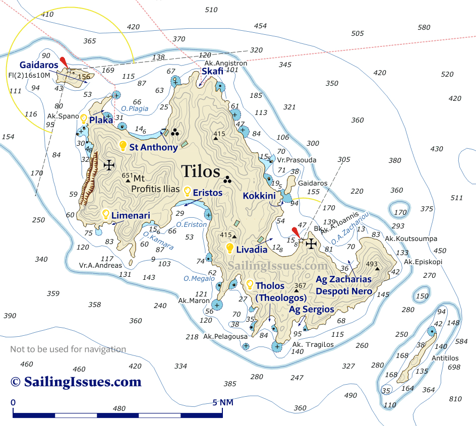 Tilos island nautical chart