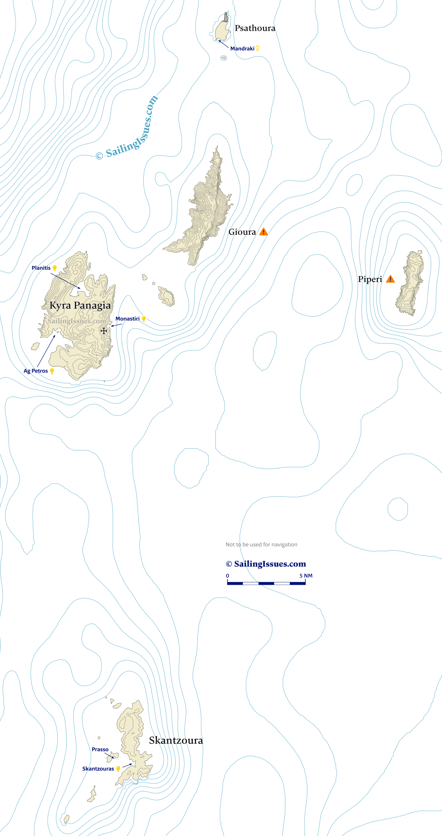 Kyra Panagia, Skantzoura, Piperi, Gioura, Psathoura island nautical chart