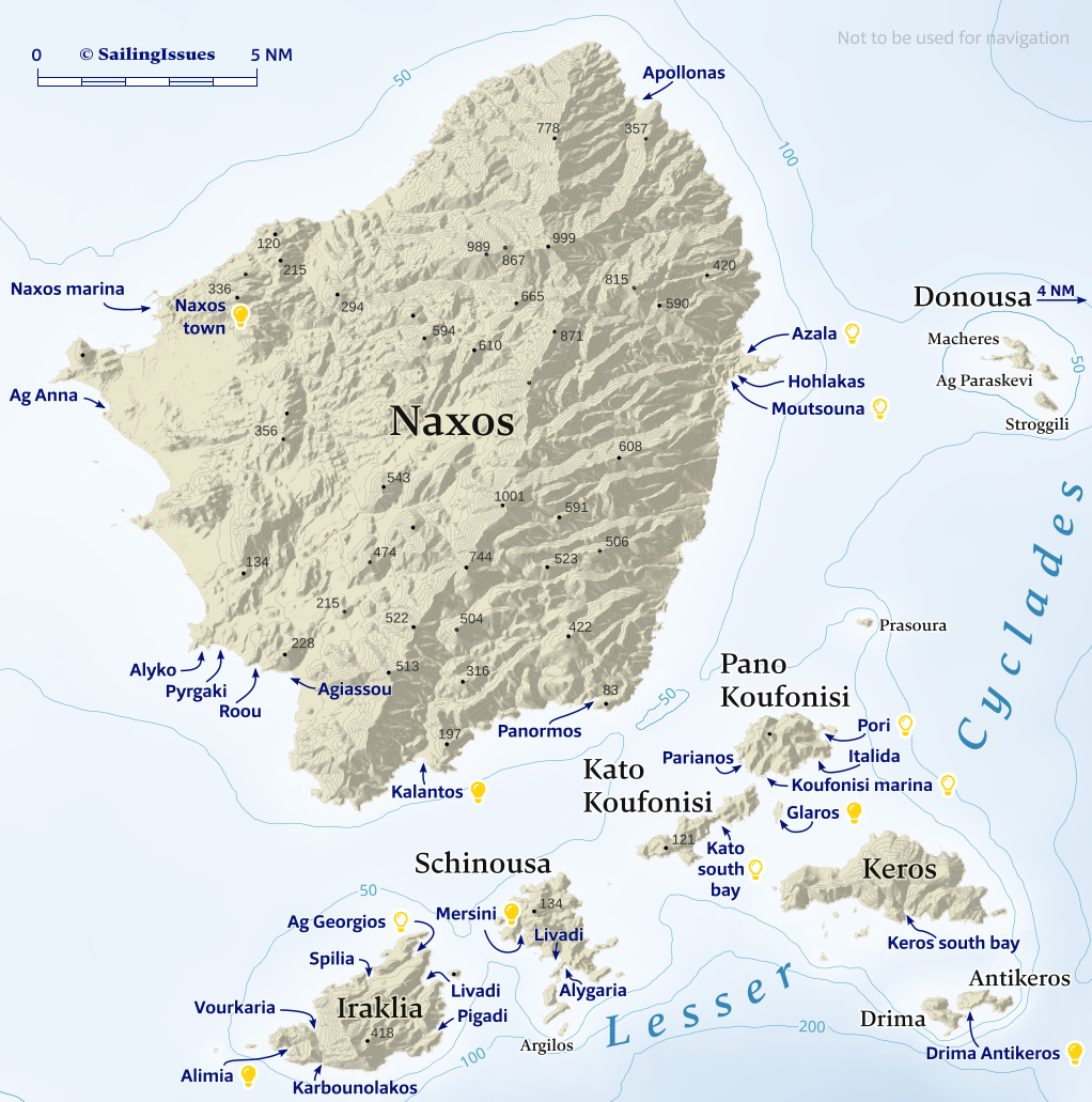 Naxos and Lesser Cycladic islands nautical charts