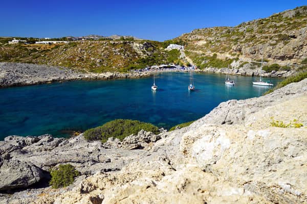 Rhodes anchorages and yacht charters in Greece.