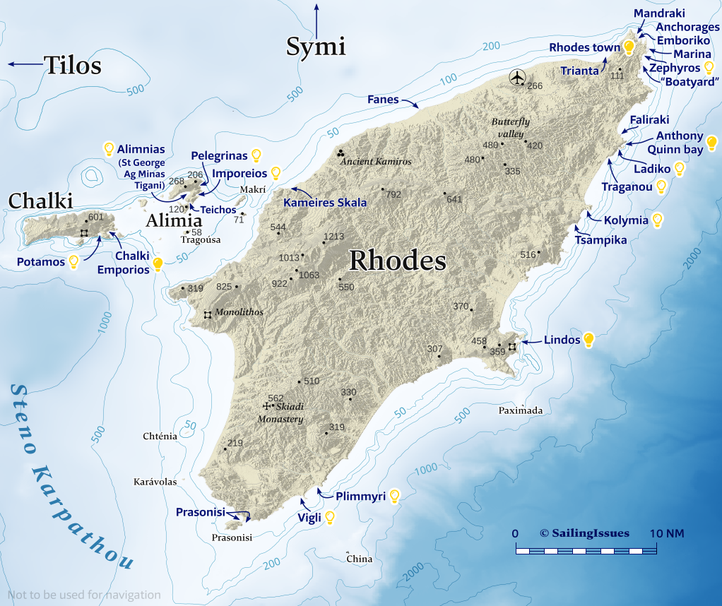 Rhodes, Alimia, Chalki nautical charts