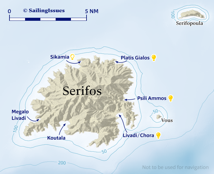 Serifos port and island nautical charts