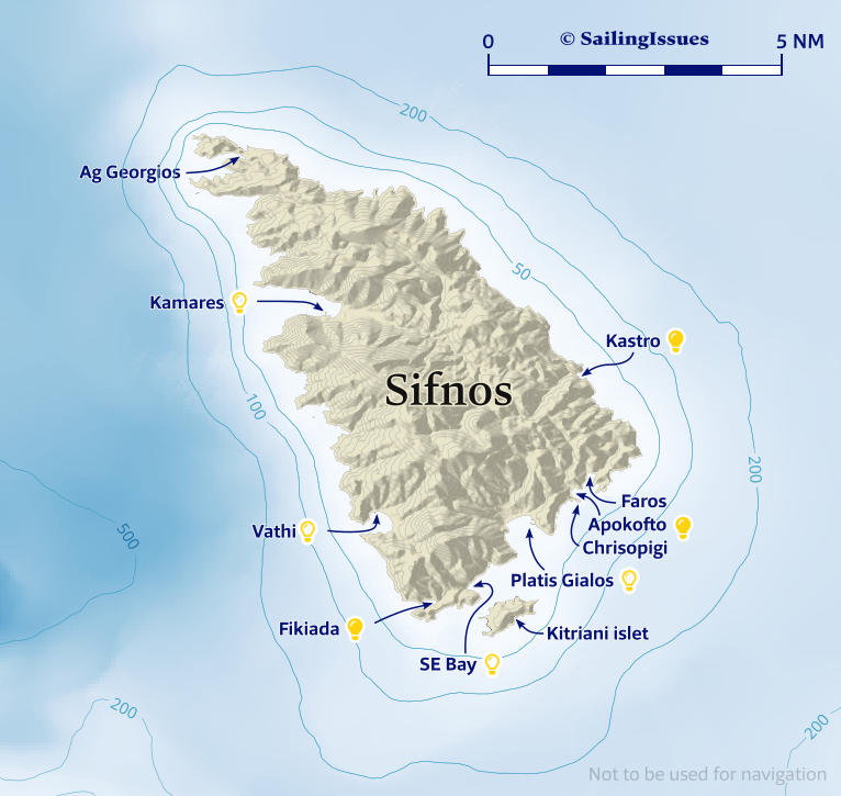 Sifnos port and island nautical charts