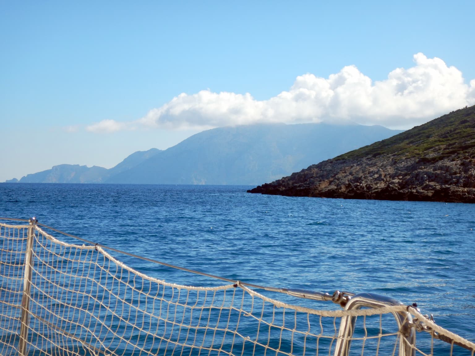 Pelagos island - leaving Planitis bay, Yioura island in the background.