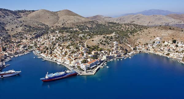 Symi port yachting charters in Greece.
