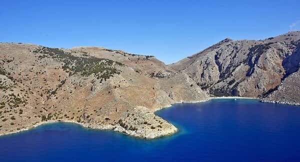 Saint Basil anchorage on Symi, Greece.