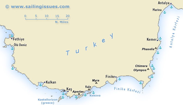 Turkey - the east Lycian coast sailing map