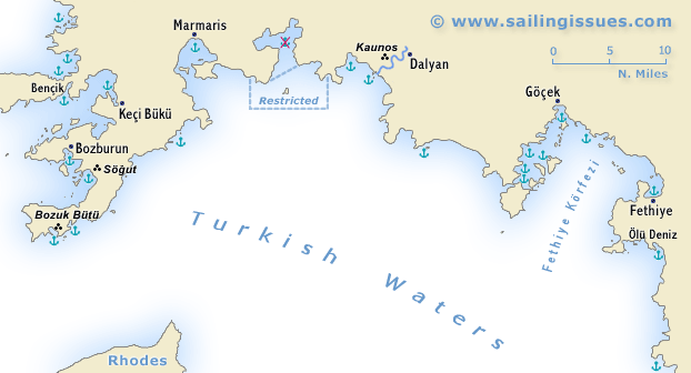 Turkey - the west Lycian coast sailing map