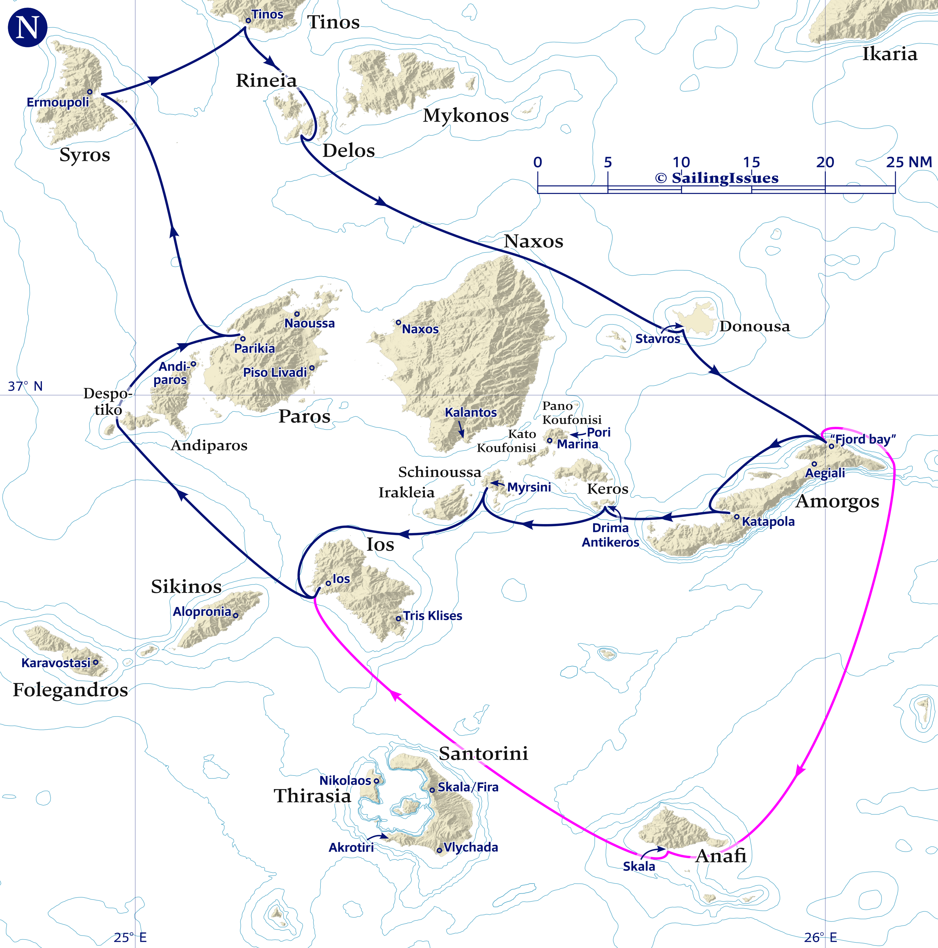 Yacht charters: Route N East Cyclades 2 weeks