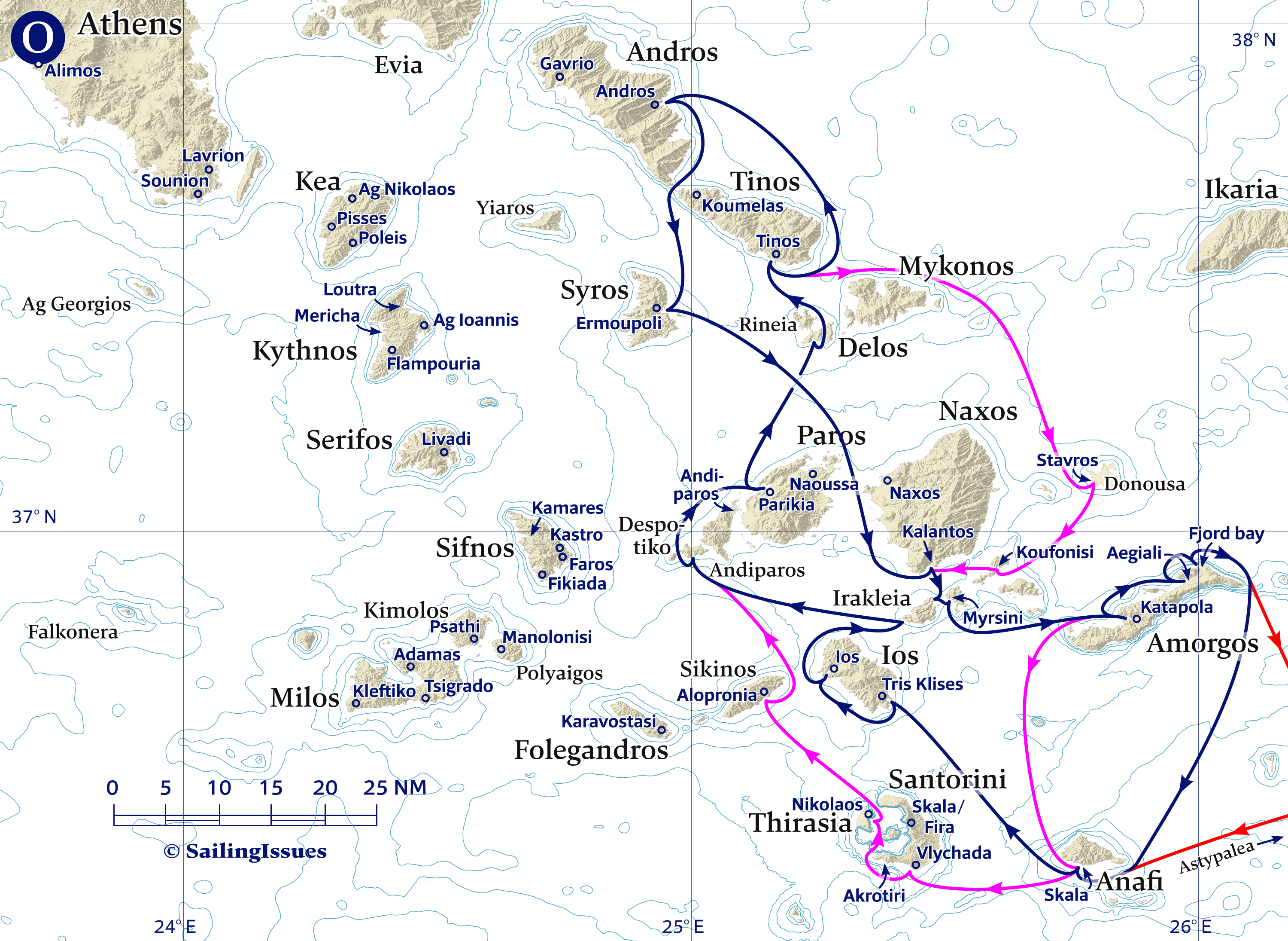 Yacht charters: Route O All the highlights of the east Cyclades