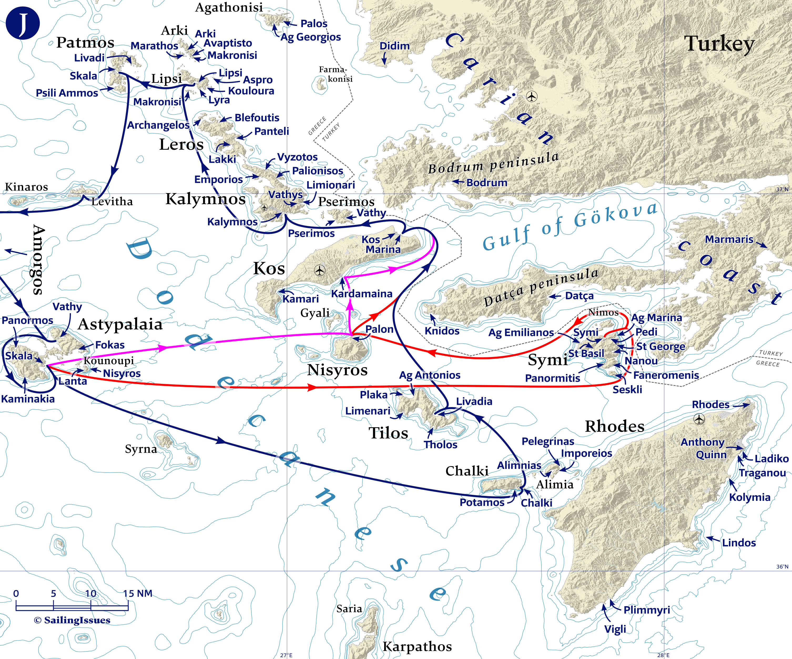 Yacht charters: Route J West into the Cyclades (Amorgos) 2 weeks with a couple of longer sailing legs