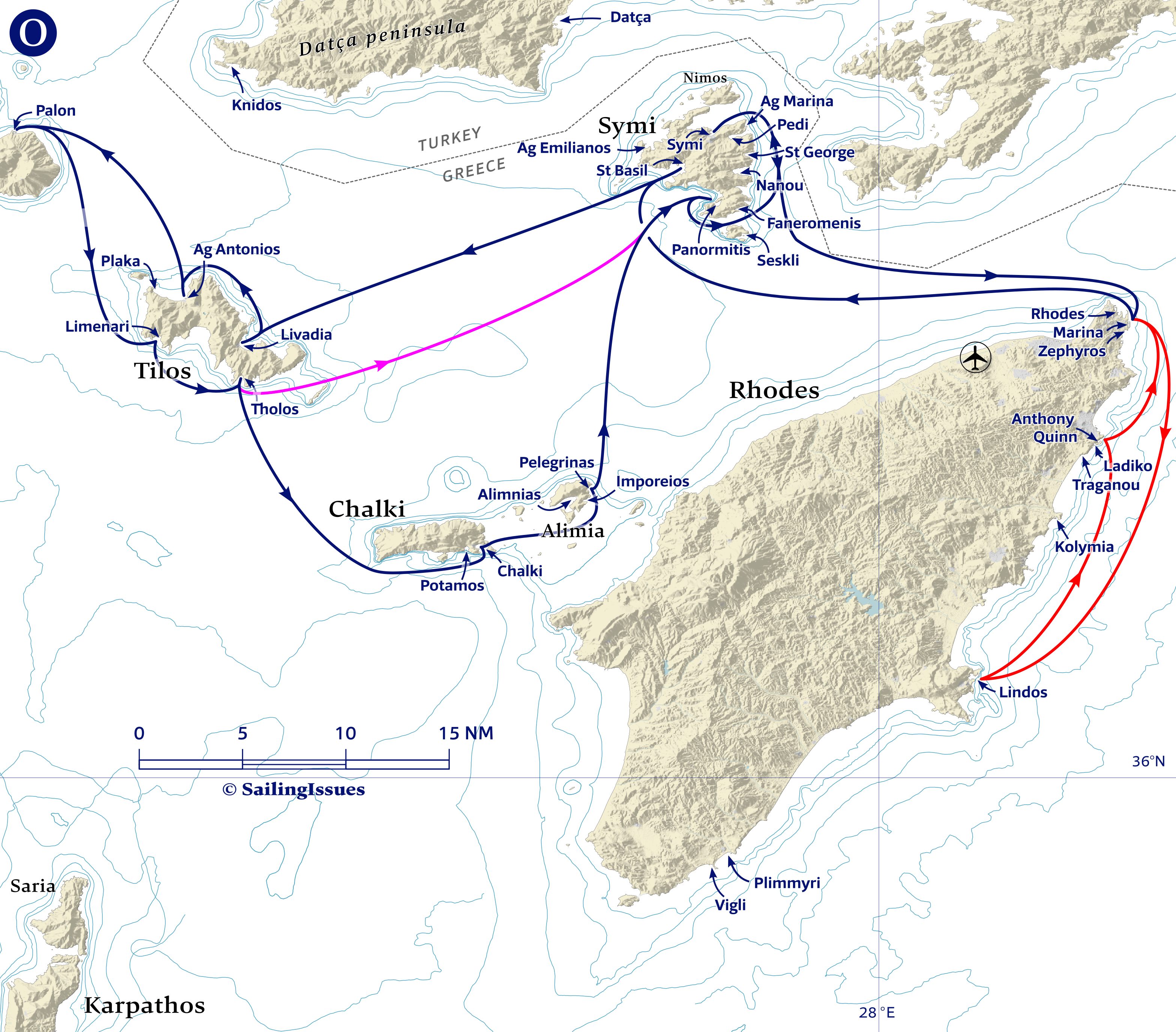 Yacht charters: Route O The best of Symi, Tilos, Chalki and Nisyros: Dodecanese sailing