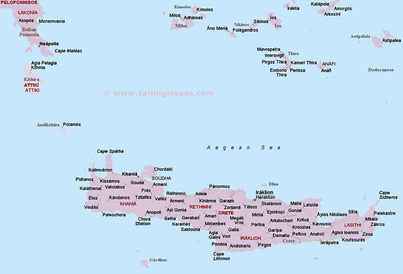 Map of Crete Greece
