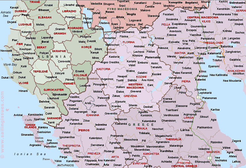 Map of north west Greece
