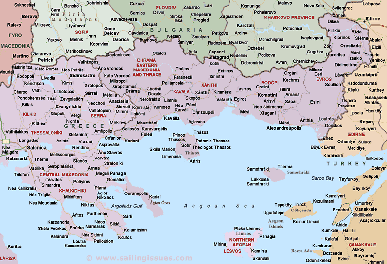 Map of northern Greece