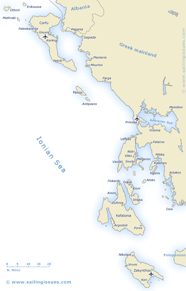 Sailing map of the Ionian