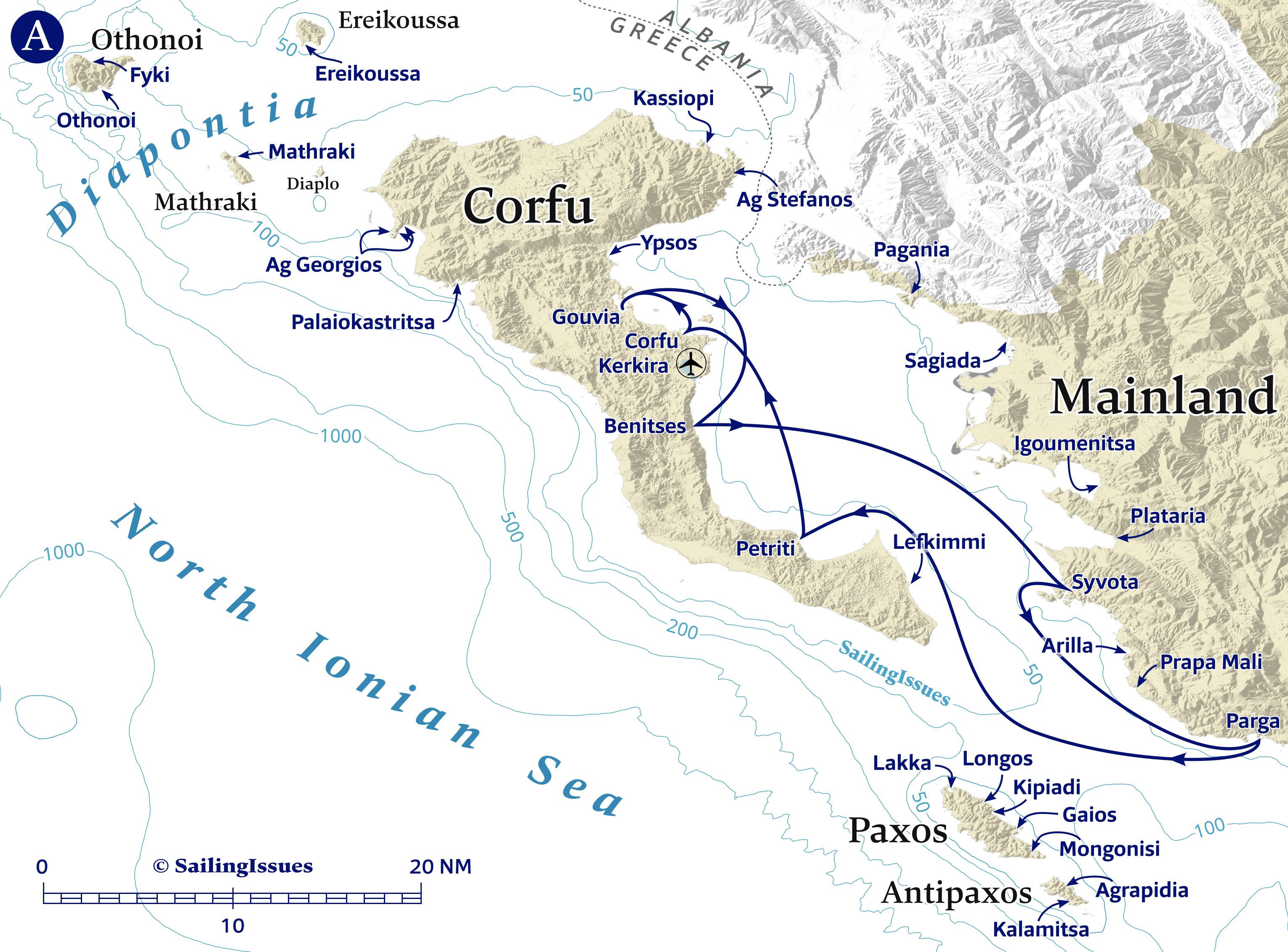 Yacht charters: Route A Corfu simplest