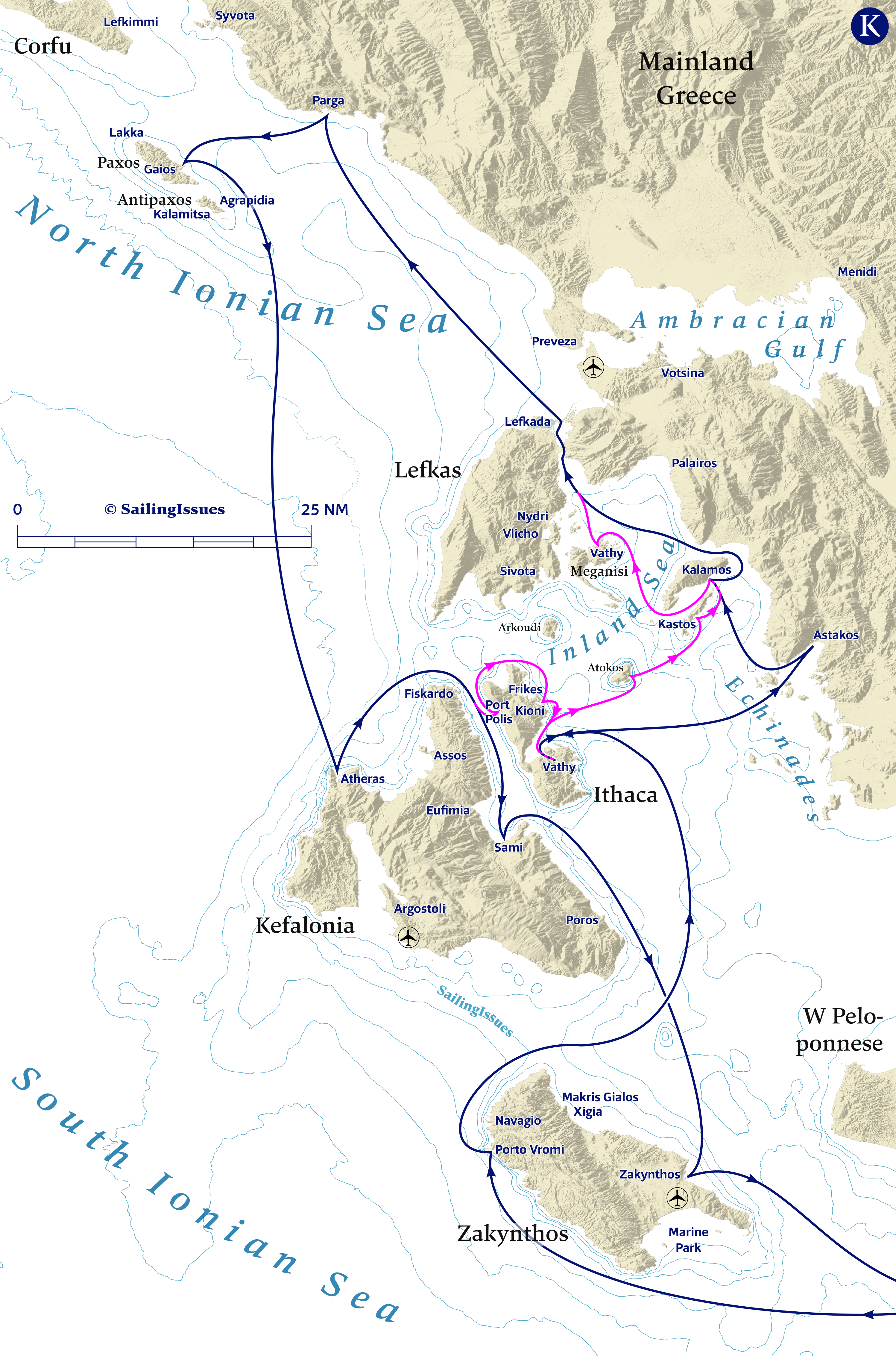 Yacht charters: Route K Ionian with focus on proper sailing